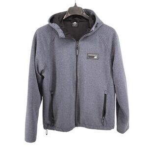 New Balance Hoodie Mens Medium Pre-Owned Zipped Gray Textured Waffle Knit Jacket